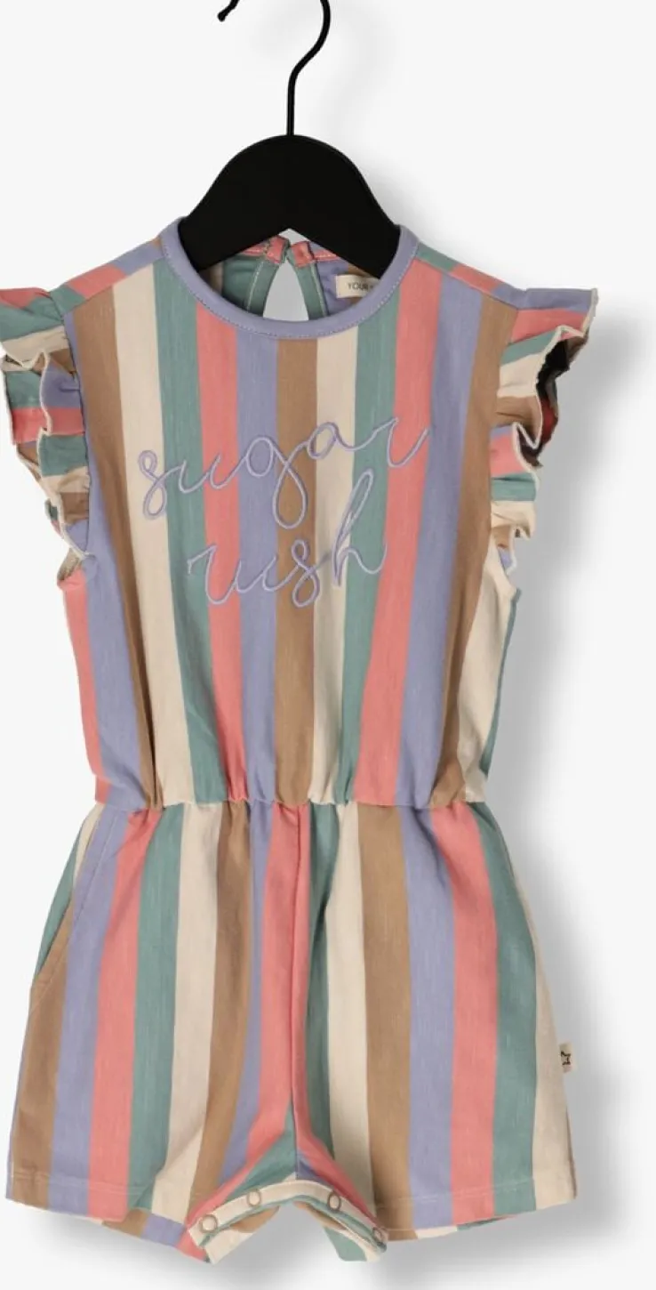 multi your wishes jumpsuit multi stripes ruffle playsuit