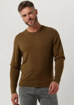 olijf calvin klein sweater superior wool crew neck sweater