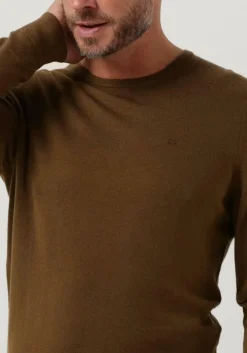 olijf calvin klein sweater superior wool crew neck sweater