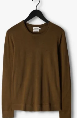 olijf calvin klein sweater superior wool crew neck sweater
