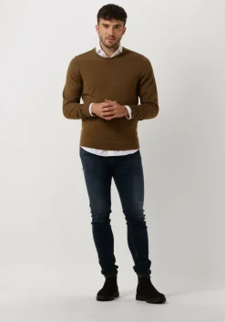 olijf calvin klein sweater superior wool crew neck sweater