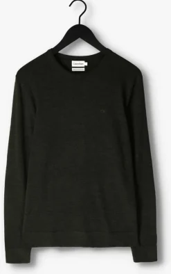 olijf calvin klein sweater superior wool crew neck sweater