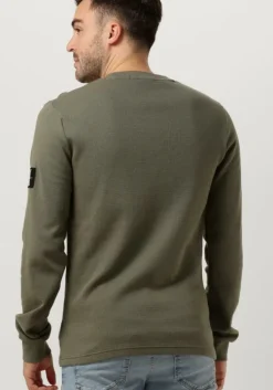 olijf calvin klein trui badge waffle ls tee