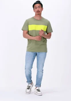 olijf calvin klein t-shirt blocking institutional tee