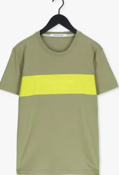 olijf calvin klein t-shirt blocking institutional tee