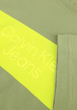 olijf calvin klein t-shirt blocking institutional tee