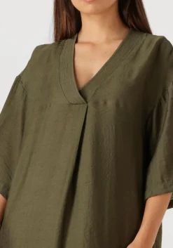 olijf co'couture midi jurk caryncc pleat tunic dress