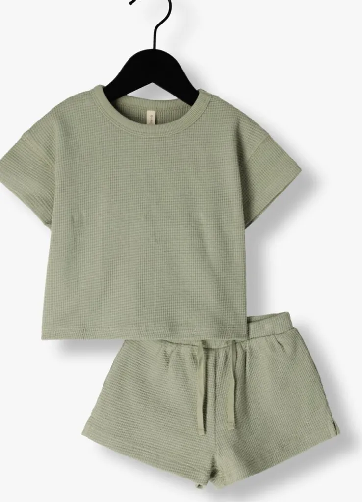 olijf quincy mae boxpakken waffle tee + short set sage