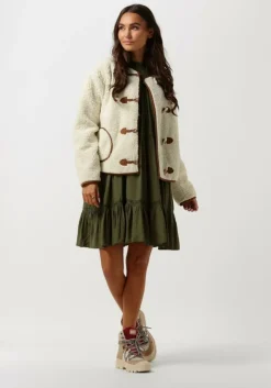 olijf scotch & soda mini jurk smocked and tiered long sleeved dress