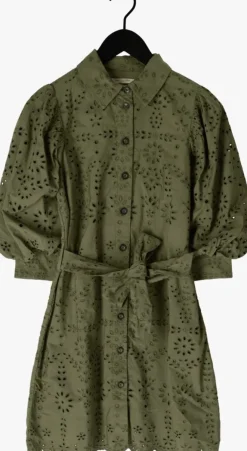 olijf scotch & soda mini jurk puff sleeve cotton midi dress