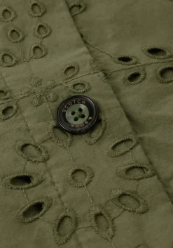 olijf scotch & soda mini jurk puff sleeve cotton midi dress