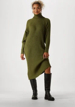 olijf y.a.s. midi jurk yasmavi knit midi rollneck dress