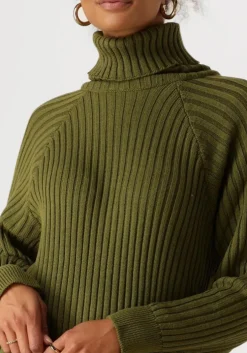 olijf y.a.s. midi jurk yasmavi knit midi rollneck dress