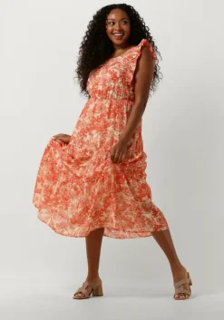 oranje amaya amsterdam midi jurk delia
