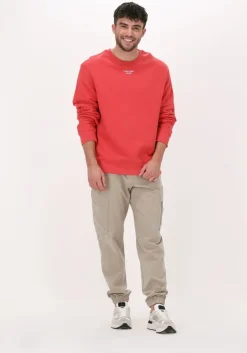oranje calvin klein sweater stacked logo crew neck