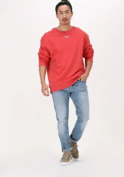 oranje calvin klein sweater stacked logo crew neck