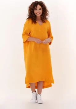 oranje circle of trust midi jurk gill dress