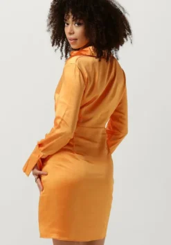 oranje colourful rebel mini jurk mette satin wrap dress