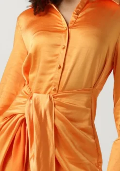 oranje colourful rebel mini jurk mette satin wrap dress