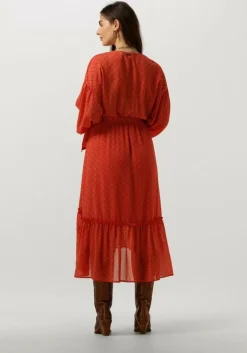 oranje colourful rebel midi jurk embla small geo balloon sleeve midi dress
