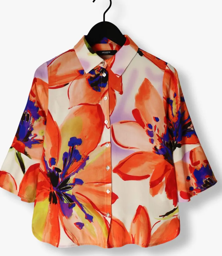 oranje jansen amsterdam blouses wbf773 woven print blouse 3/4 sleeve
