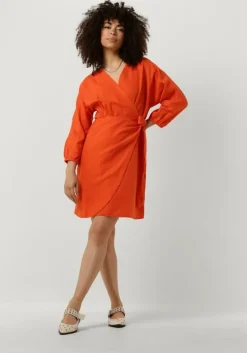 oranje msch copenhagen mini jurk mschmirilla 3/4 wrap dress