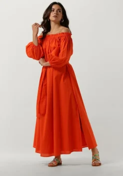 oranje notre-v maxi jurk nv-danya off shoulder dress