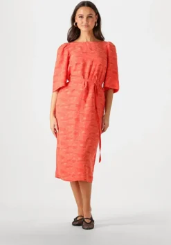 oranje object midi jurk objsuki 3/4 dress 137