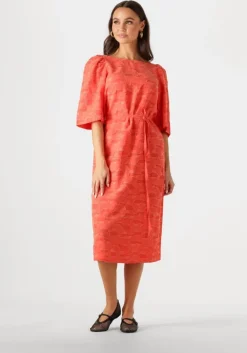 oranje object midi jurk objsuki 3/4 dress 137