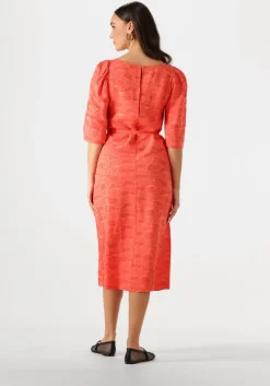 oranje object midi jurk objsuki 3/4 dress 137