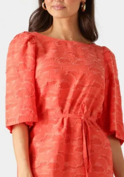 oranje object midi jurk objsuki 3/4 dress 137