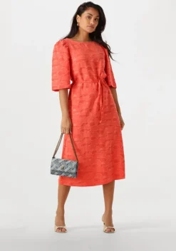 oranje object midi jurk objsuki 3/4 dress 137