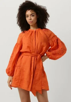 oranje scarlett poppies mini jurk sunshine babe short