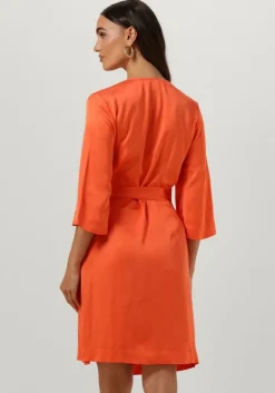 oranje selected femme mini jurk slffranziska 3/4 short satin wrap dress