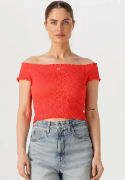oranje tommy jeans top tjw crp smock top