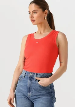 oranje tommy jeans top tjw essential rib tank ext