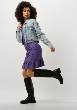 paarse colourful rebel mini jurk zorah knitted structure dress