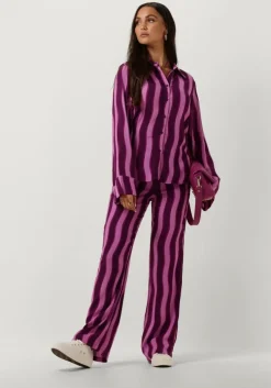 paarse colourful rebel wijde broek melody stripes straight pants