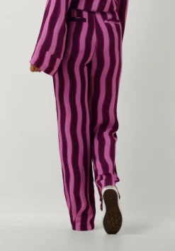 paarse colourful rebel wijde broek melody stripes straight pants