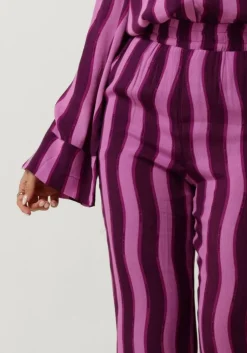 paarse colourful rebel wijde broek melody stripes straight pants