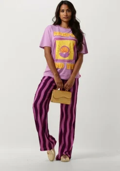 paarse colourful rebel wijde broek melody stripes straight pants