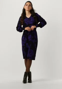 paarse jansen amsterdam mini jurk vbf501 jersey print dress with v-neck