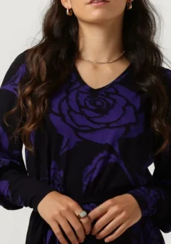 paarse jansen amsterdam mini jurk vbf501 jersey print dress with v-neck