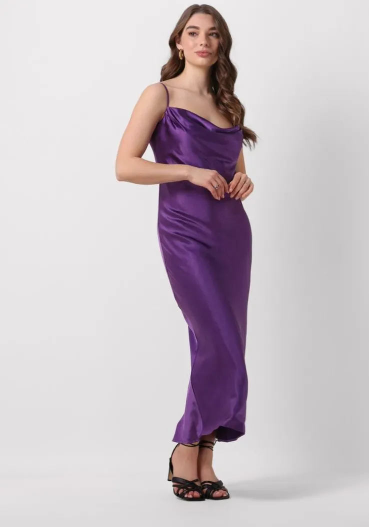 paarse notre-v maxi jurk satin strap dress