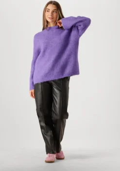 paarse selected femme trui slfgabella ls knit o-neck camp