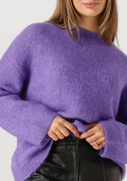 paarse selected femme trui slfgabella ls knit o-neck camp