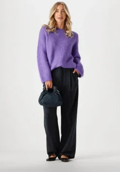 paarse selected femme trui slfgabella ls knit o-neck camp