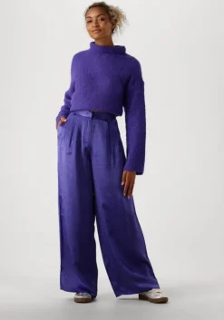 paarse selected femme wijde broek slfselene hw wide pant