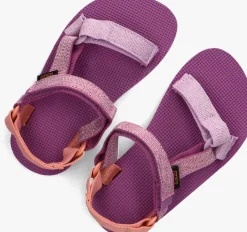 paarse teva platte sandalen original universal metallic