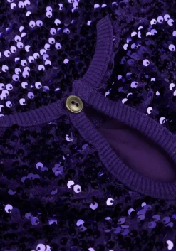 paarse your wishes mini jurk sequin mesh dress